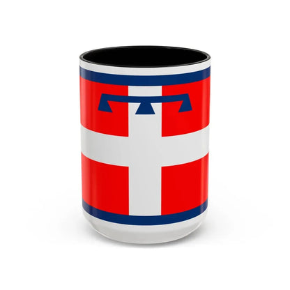 Flag of Piedmont Italy - Accent Coffee Mug 15oz Black - Go Mug Yourself