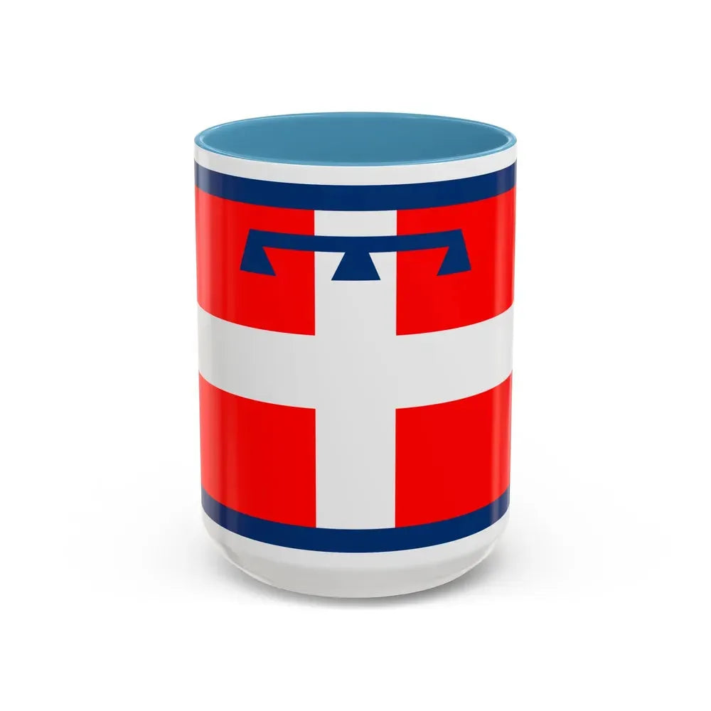 Flag of Piedmont Italy - Accent Coffee Mug 15oz Light Blue - Go Mug Yourself
