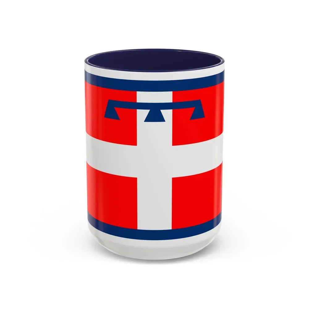 Flag of Piedmont Italy - Accent Coffee Mug 15oz Navy - Go Mug Yourself