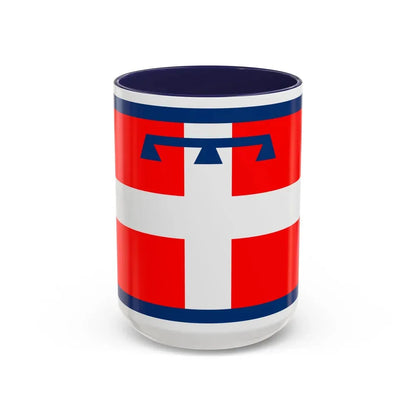 Flag of Piedmont Italy - Accent Coffee Mug 15oz Navy - Go Mug Yourself