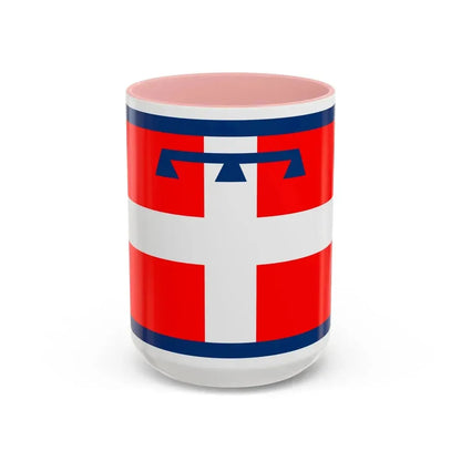 Flag of Piedmont Italy - Accent Coffee Mug 15oz Pink - Go Mug Yourself