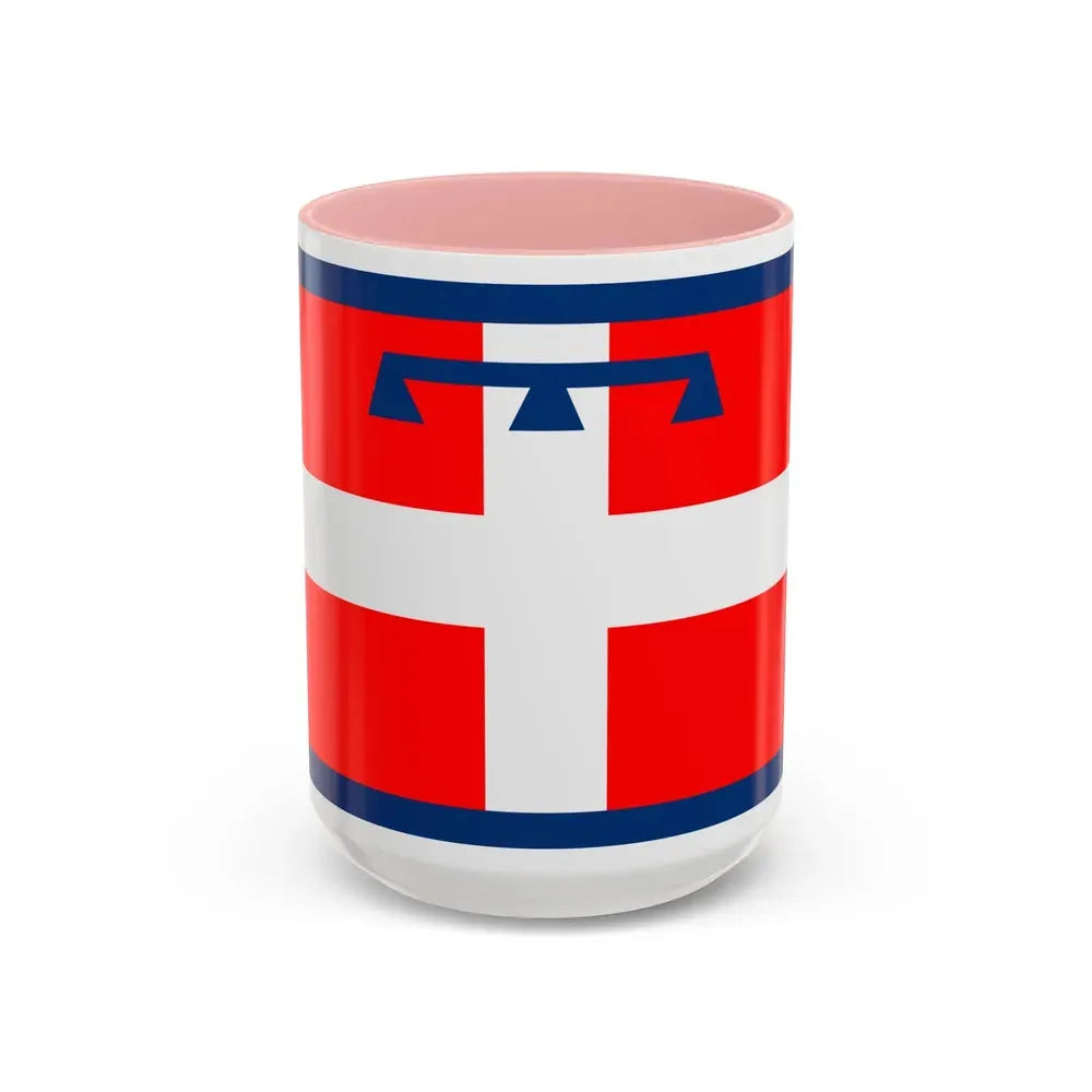 Flag of Piedmont Italy - Accent Coffee Mug 15oz Pink - Go Mug Yourself