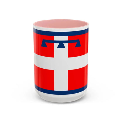Flag of Piedmont Italy - Accent Coffee Mug 15oz Pink - Go Mug Yourself