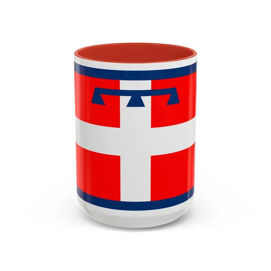 Flag of Piedmont Italy - Accent Coffee Mug 15oz Red - Go Mug Yourself