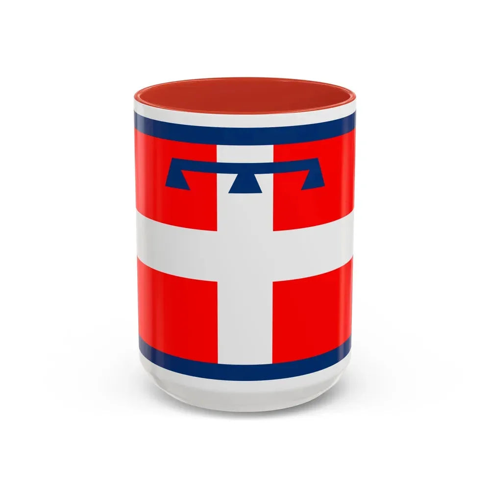 Flag of Piedmont Italy - Accent Coffee Mug 15oz Red - Go Mug Yourself