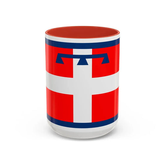 Flag of Piedmont Italy - Accent Coffee Mug 15oz Red - Go Mug Yourself