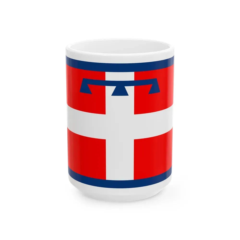 Flag of Piedmont Italy - White Coffee Mug 15oz - Go Mug Yourself