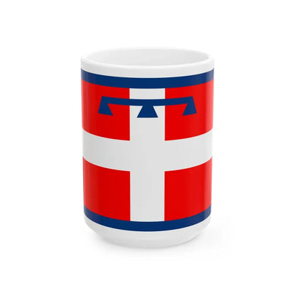 Flag of Piedmont Italy - White Coffee Mug 15oz - Go Mug Yourself