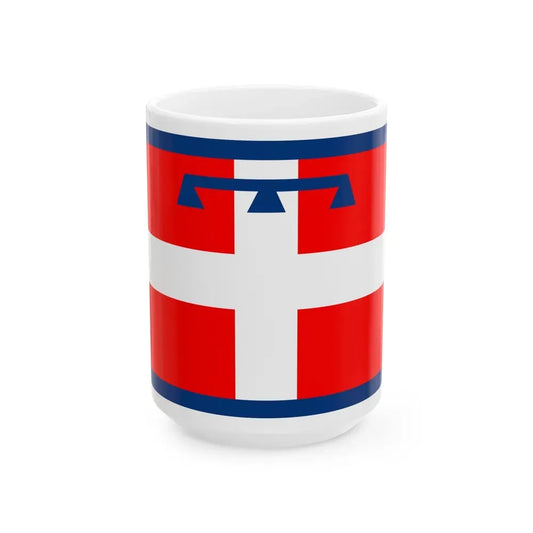 Flag of Piedmont Italy - White Coffee Mug 15oz - Go Mug Yourself
