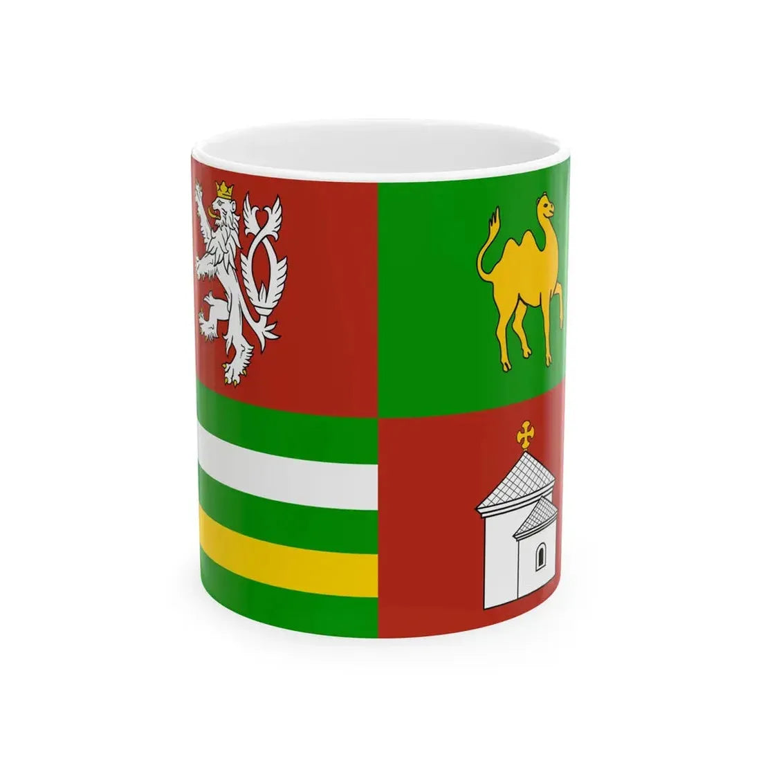 Flag of Plzen Region (Czech Republic) White Coffee Mug 11oz - Go Mug Yourself