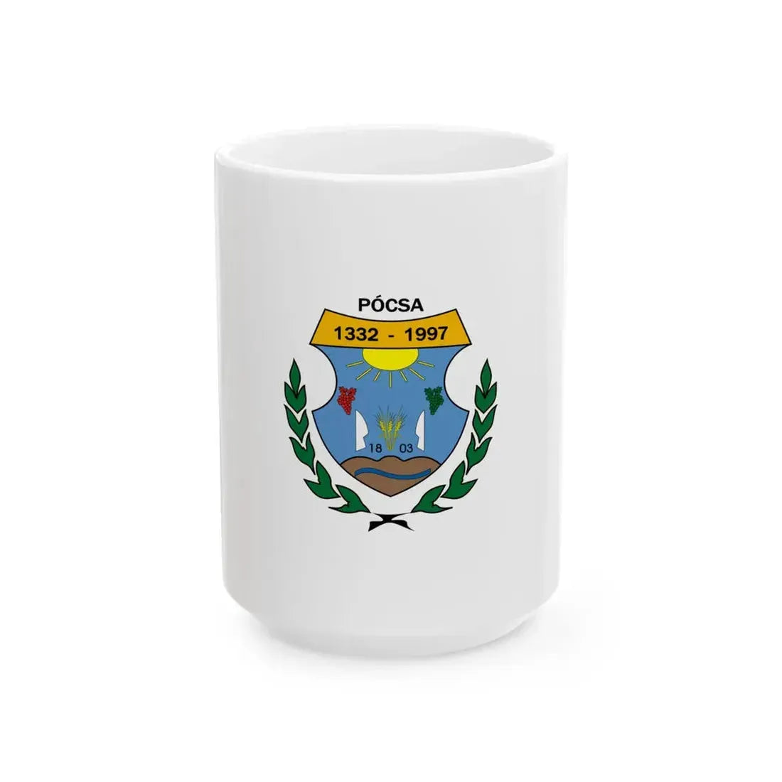 Flag of Pocsa (Hungary) White Coffee Mug 15oz - Go Mug Yourself