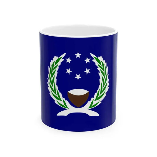 Flag of Pohnpei 1977-1992 (Micronesia) White Coffee Mug 11oz - Go Mug Yourself