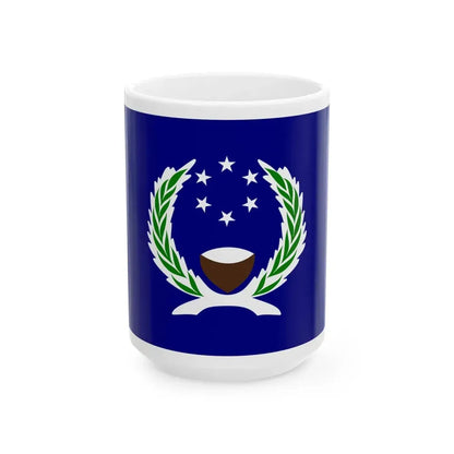 Flag of Pohnpei 1977-1992 (Micronesia) White Coffee Mug 15oz - Go Mug Yourself