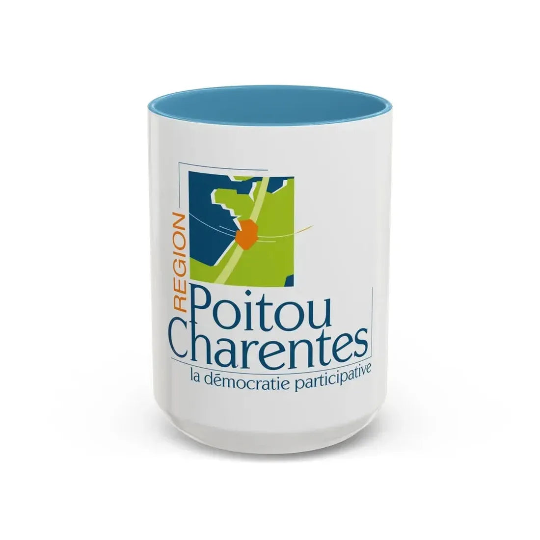 Flag of Poitou Charentes France 2 - Accent Coffee Mug 15oz Light Blue - Go Mug Yourself