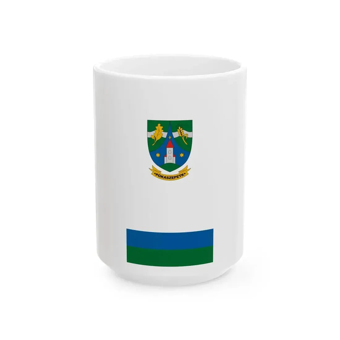 Flag of Pokaszepetk vertical (Hungary) White Coffee Mug 15oz - Go Mug Yourself
