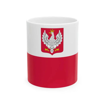 Flag of Poland with coat of arms 1919-1928 (Poland) White Coffee Mug 11oz - Go Mug Yourself