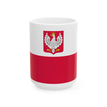 Flag of Poland with coat of arms 1919-1928 (Poland) White Coffee Mug 15oz - Go Mug Yourself