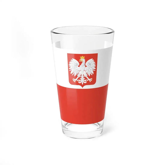 Flag of Poland with coat of arms 1928-1939 (Poland) Pint Glass 16oz 16oz - Go Mug Yourself