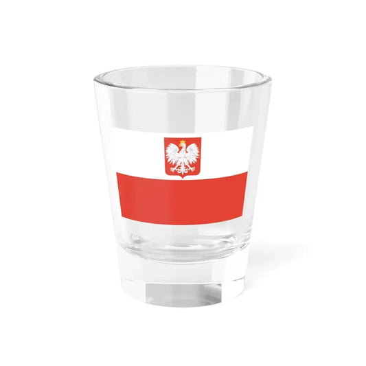 Flag of Poland with coat of arms 1928-1939 (Poland) Shot Glass 1.5oz 1.5oz - Go Mug Yourself