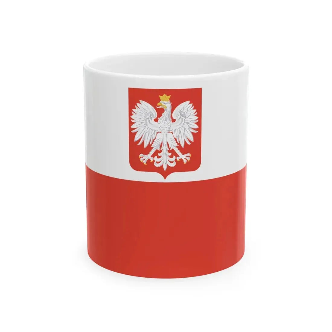 Flag of Poland with coat of arms 1928-1939 (Poland) White Coffee Mug 11oz - Go Mug Yourself