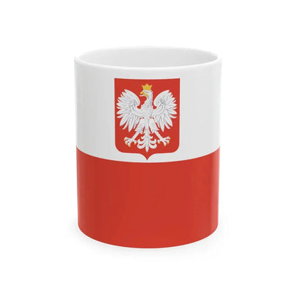 Flag of Poland with coat of arms 1928-1939 (Poland) White Coffee Mug 11oz - Go Mug Yourself