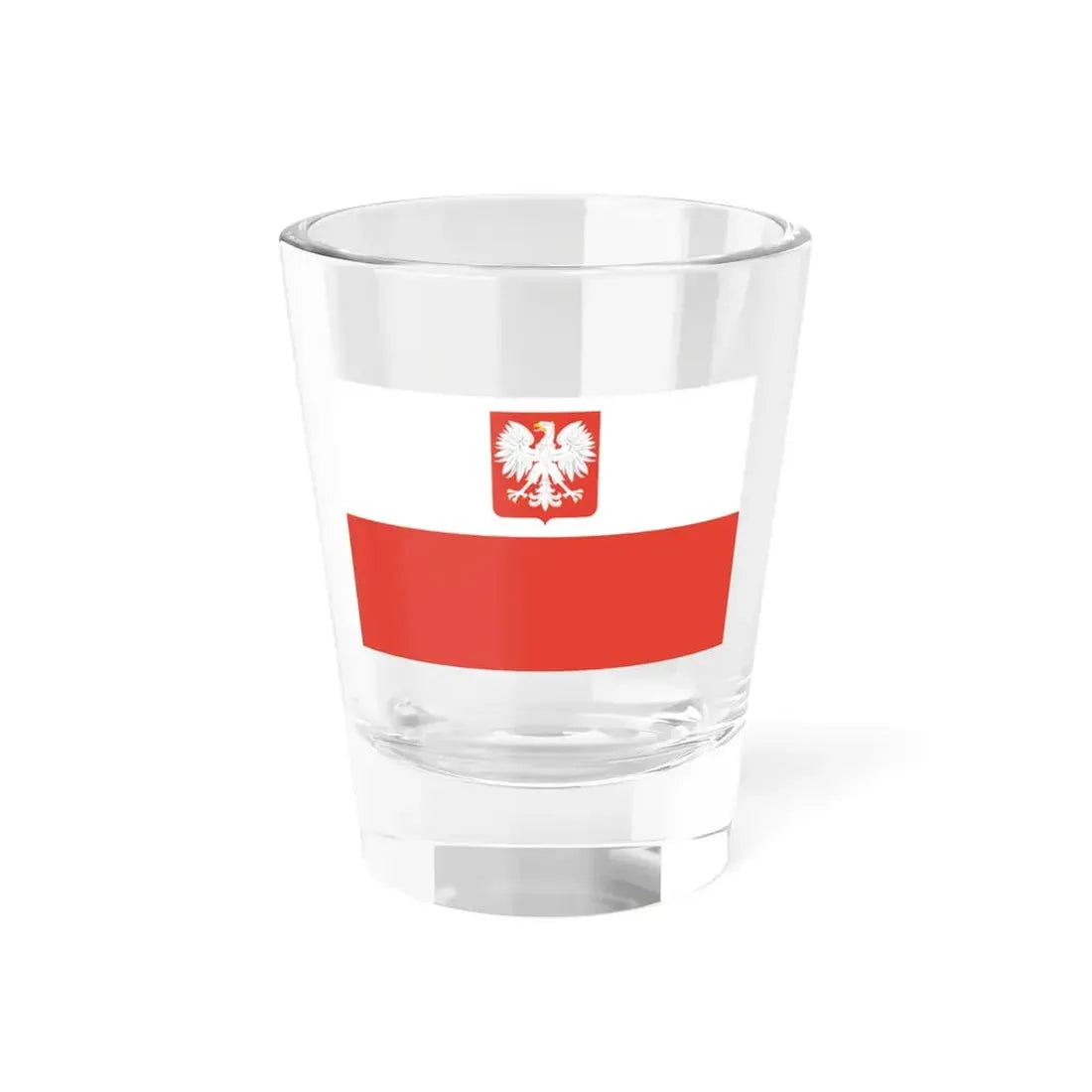 Flag of Poland with coat of arms 1955-1980 (Poland) Shot Glass 1.5oz 1.5oz - Go Mug Yourself