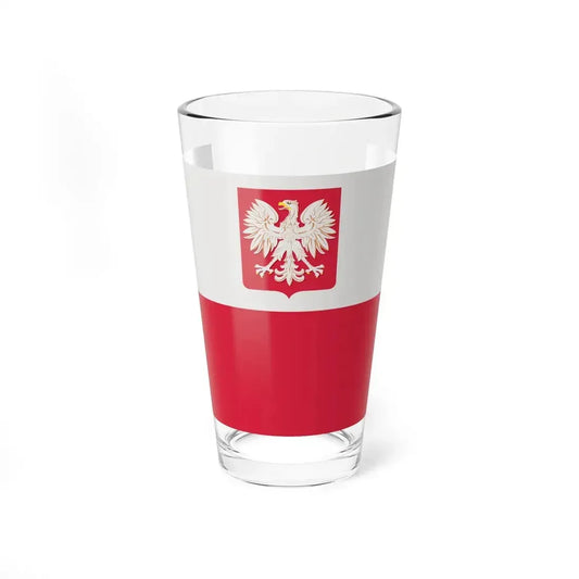 Flag of Poland with coat of arms 1980-1990 normative (Poland) Pint Glass 16oz 16oz - Go Mug Yourself
