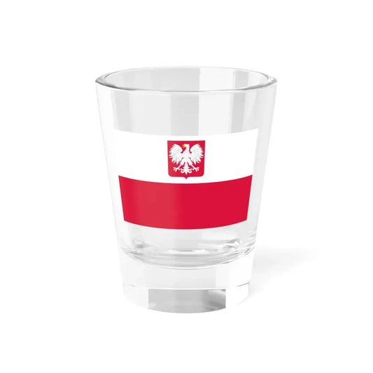 Flag of Poland with coat of arms 1980-1990 (Poland) Shot Glass 1.5oz 1.5oz - Go Mug Yourself