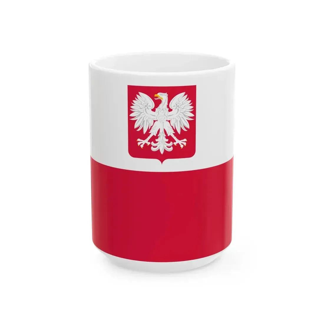 Flag of Poland with coat of arms 1980-1990 (Poland) White Coffee Mug 15oz - Go Mug Yourself