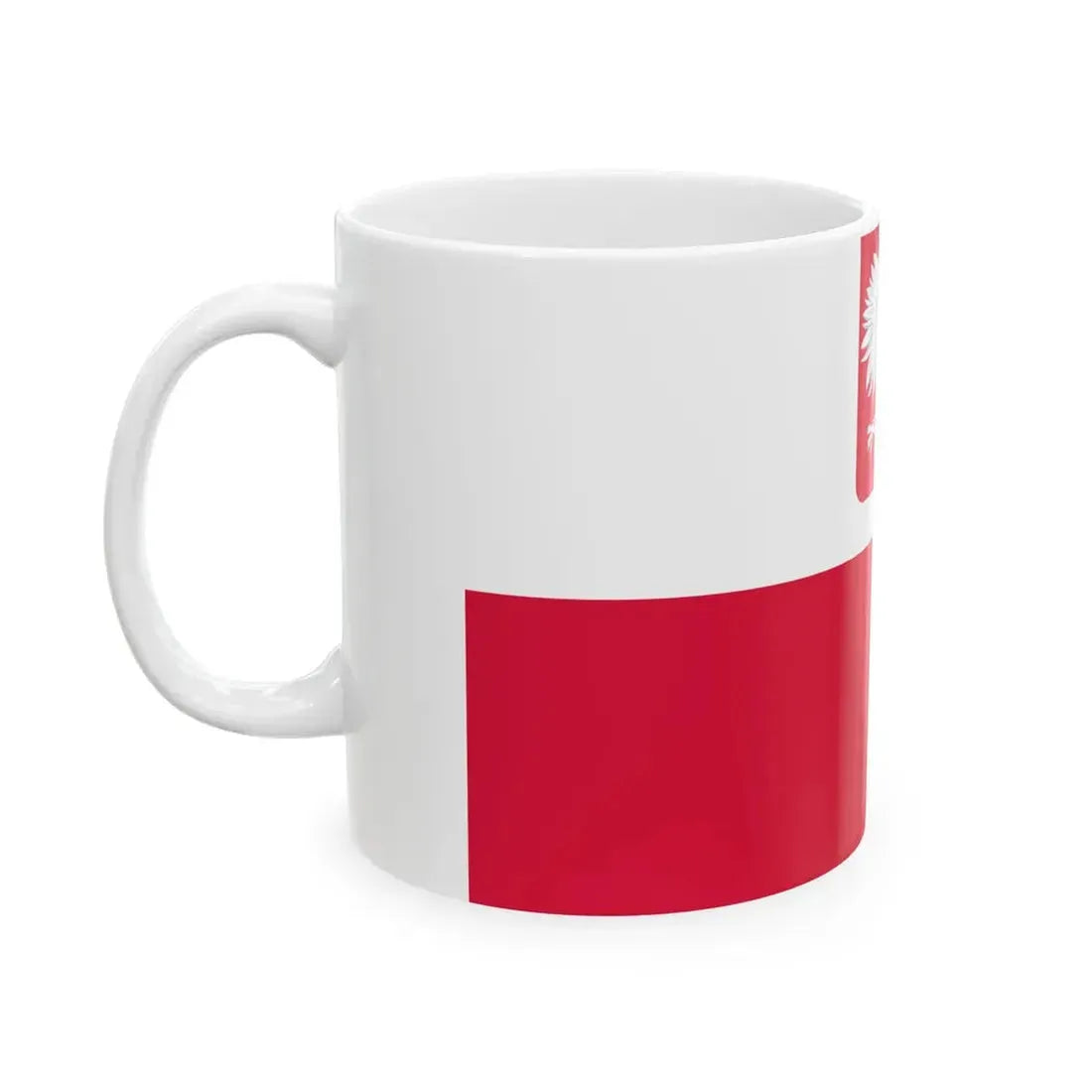 Flag of Poland with coat of arms 1980-1990 (Poland) White Coffee Mug - Go Mug Yourself