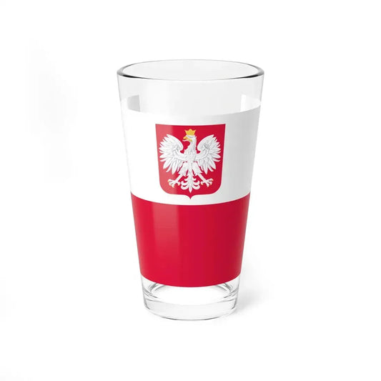 Flag of Poland with coat of arms (Poland) Pint Glass 16oz 16oz - Go Mug Yourself
