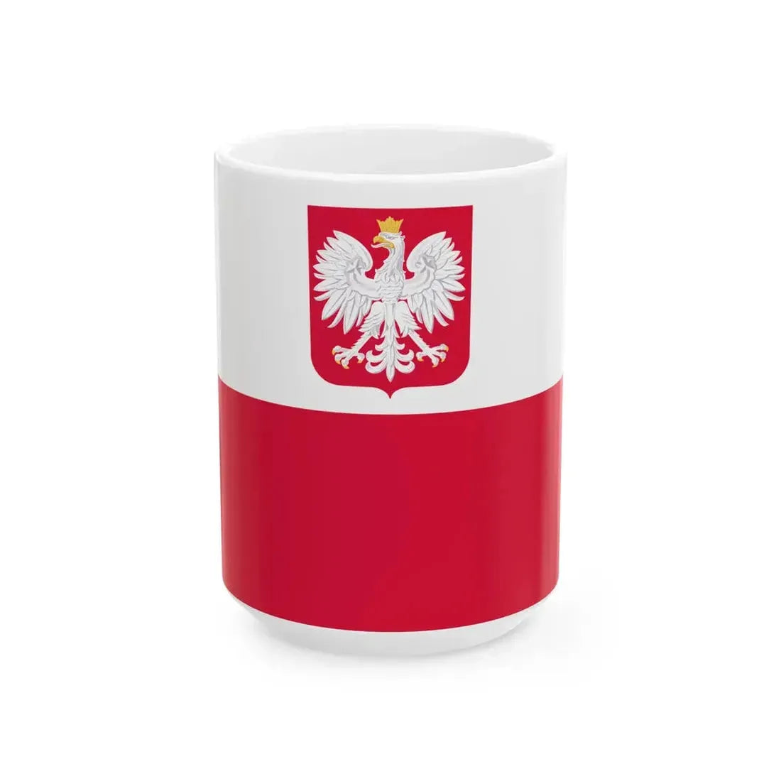 Flag of Poland with coat of arms (Poland) White Coffee Mug 15oz - Go Mug Yourself