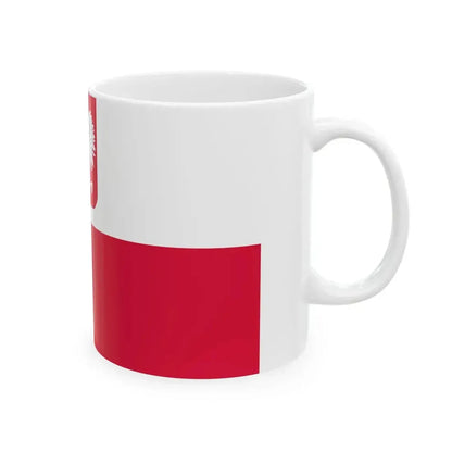 Flag of Poland with coat of arms (Poland) White Coffee Mug - Go Mug Yourself