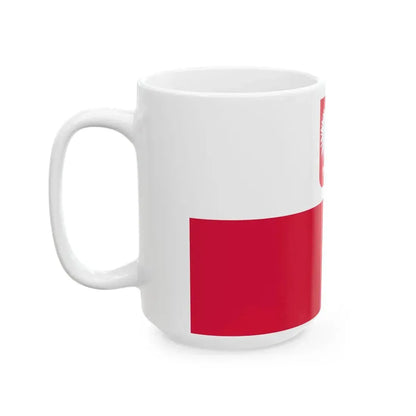 Flag of Poland with coat of arms (Poland) White Coffee Mug - Go Mug Yourself