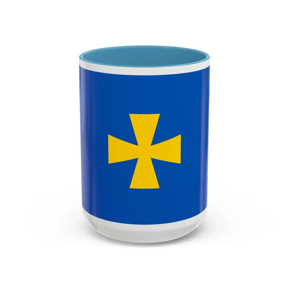 Flag of Poltava Oblast Ukraine - Accent Coffee Mug 15oz Light Blue - Go Mug Yourself