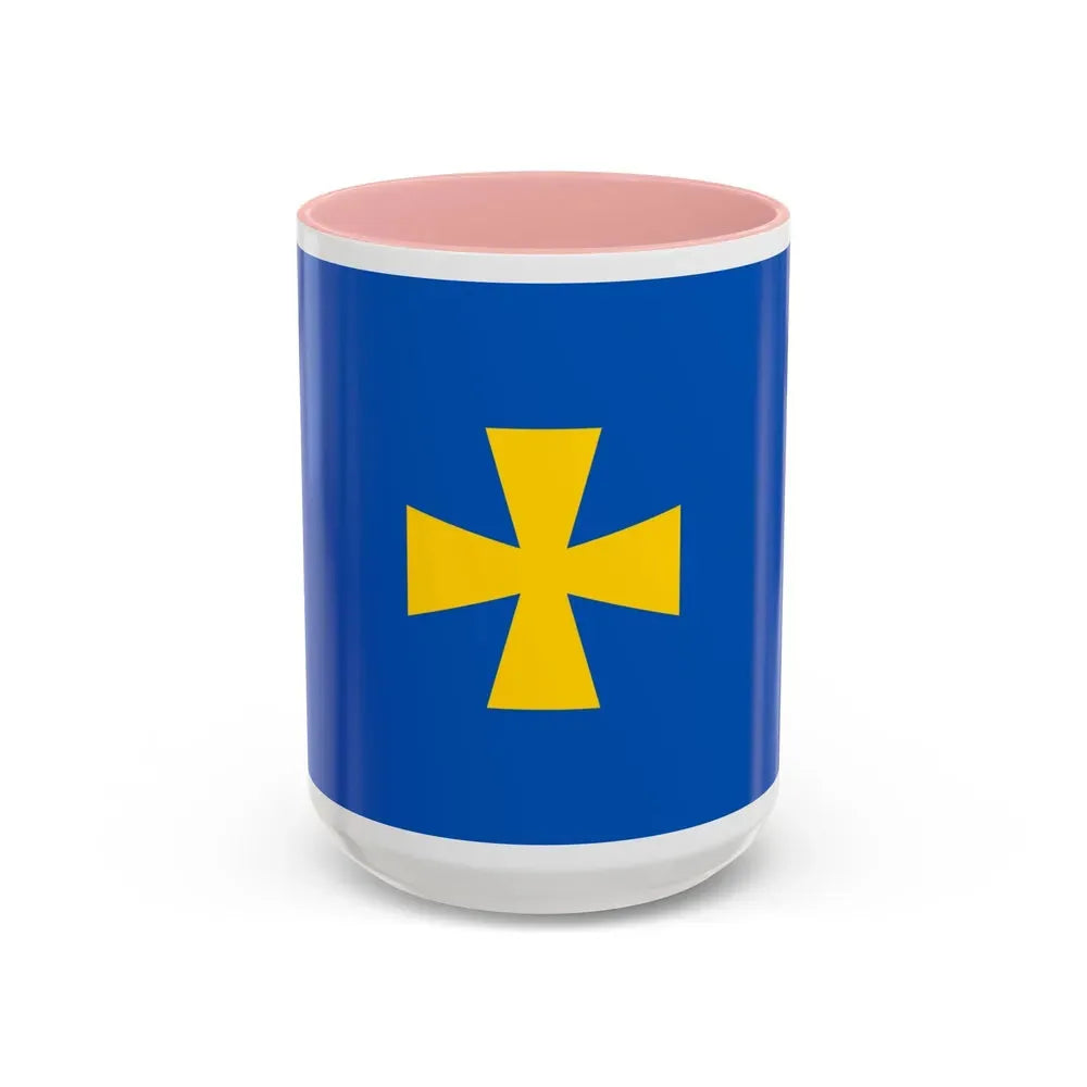 Flag of Poltava Oblast Ukraine - Accent Coffee Mug 15oz Pink - Go Mug Yourself