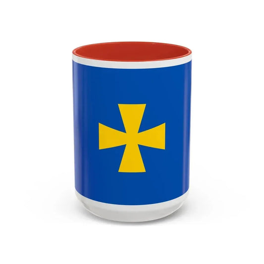 Flag of Poltava Oblast Ukraine - Accent Coffee Mug 15oz Red - Go Mug Yourself