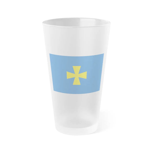 Flag of Poltava Oblast Ukraine - Frosted Pint Glass 16oz-16oz-Frosted-Go Mug Yourself