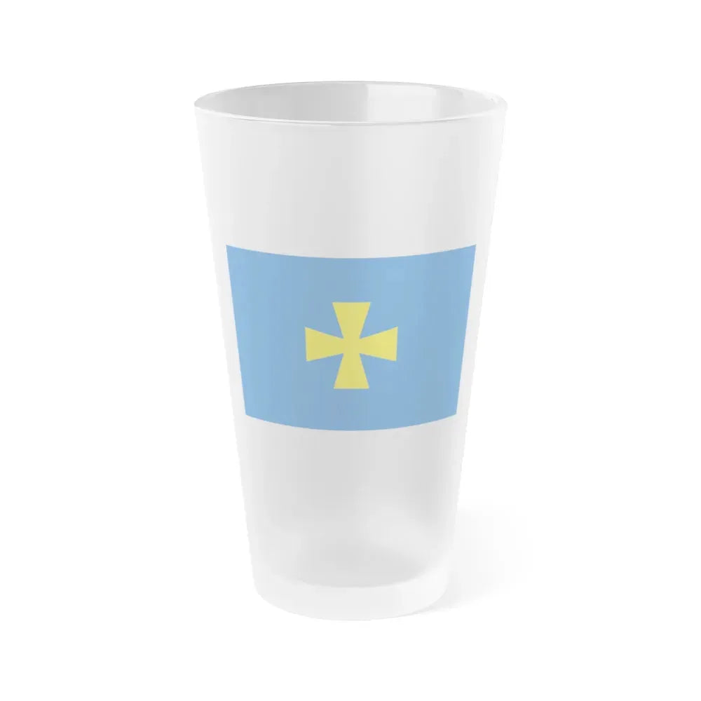 Flag of Poltava Oblast Ukraine - Frosted Pint Glass 16oz 16oz Frosted - Go Mug Yourself