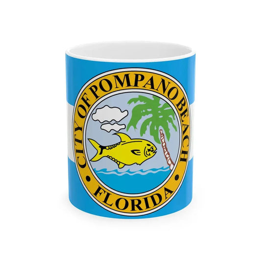 Flag of Pompano Beach Florida (United States) White Coffee Mug 11oz - Go Mug Yourself