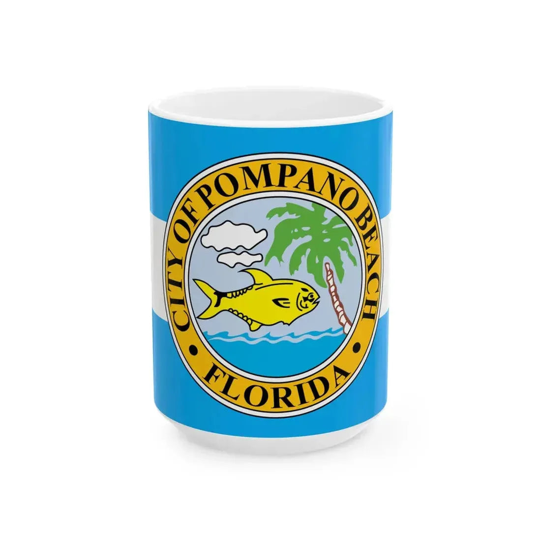 Flag of Pompano Beach Florida (United States) White Coffee Mug 15oz - Go Mug Yourself
