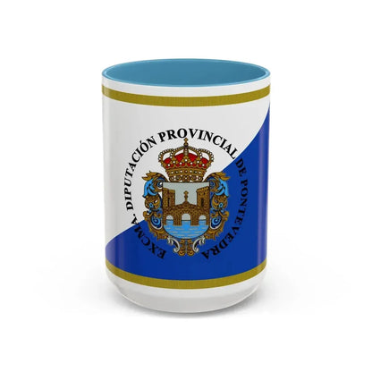 Flag of Pontevedra Spain - Accent Coffee Mug 15oz Light Blue - Go Mug Yourself