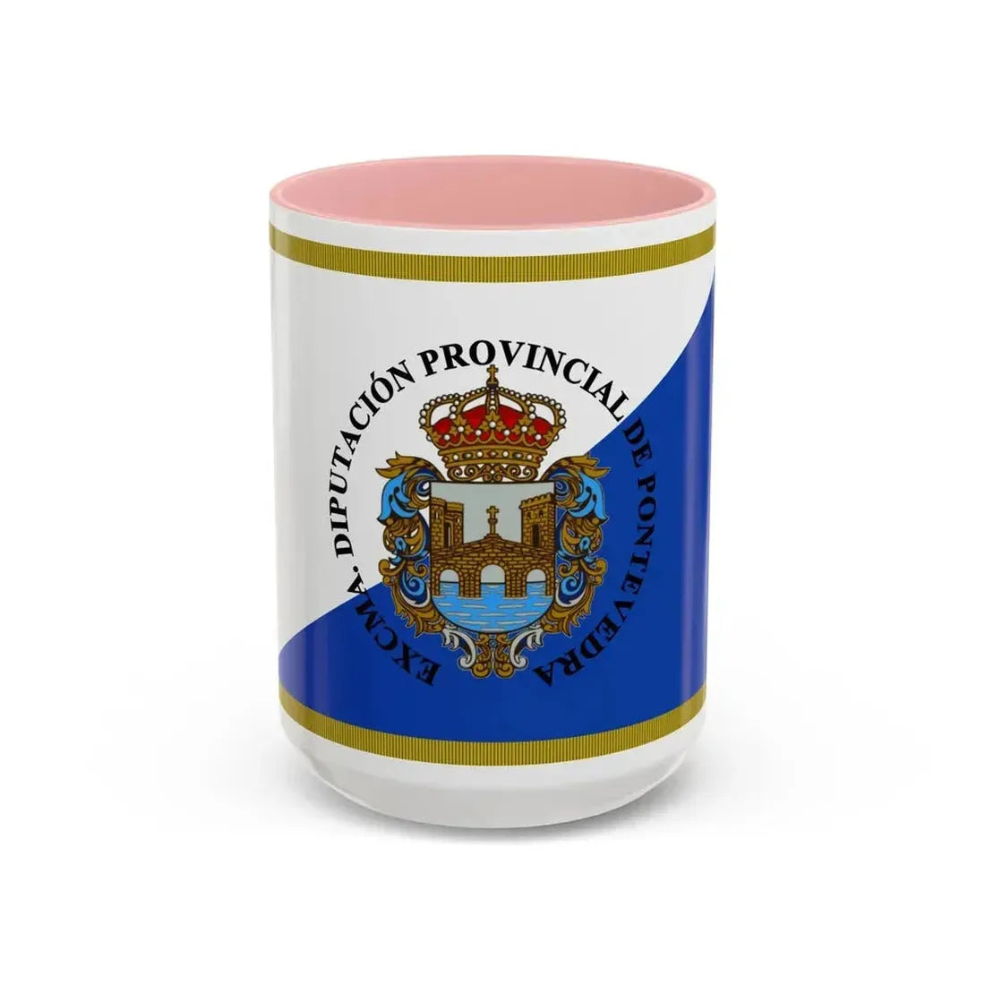 Flag of Pontevedra Spain - Accent Coffee Mug 15oz Pink - Go Mug Yourself