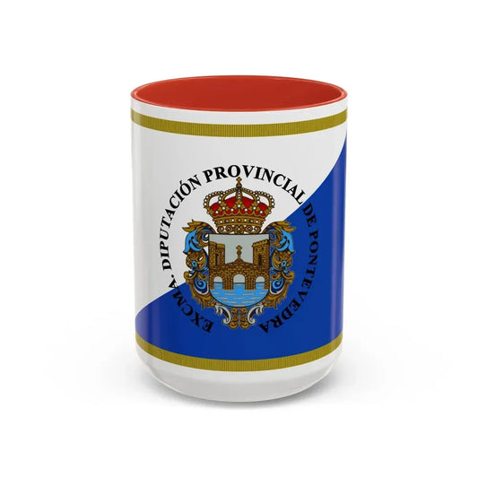 Flag of Pontevedra Spain - Accent Coffee Mug 15oz Red - Go Mug Yourself