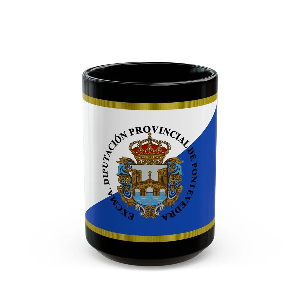 Flag of Pontevedra Spain - Black Coffee Mug-15oz-Go Mug Yourself