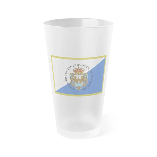 Flag of Pontevedra Spain - Frosted Pint Glass 16oz 16oz Frosted - Go Mug Yourself