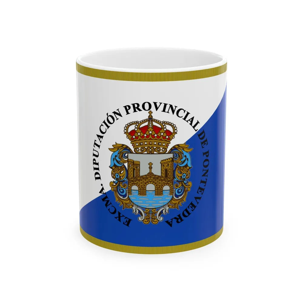 Flag of Pontevedra Spain - White Coffee Mug-11oz-Go Mug Yourself