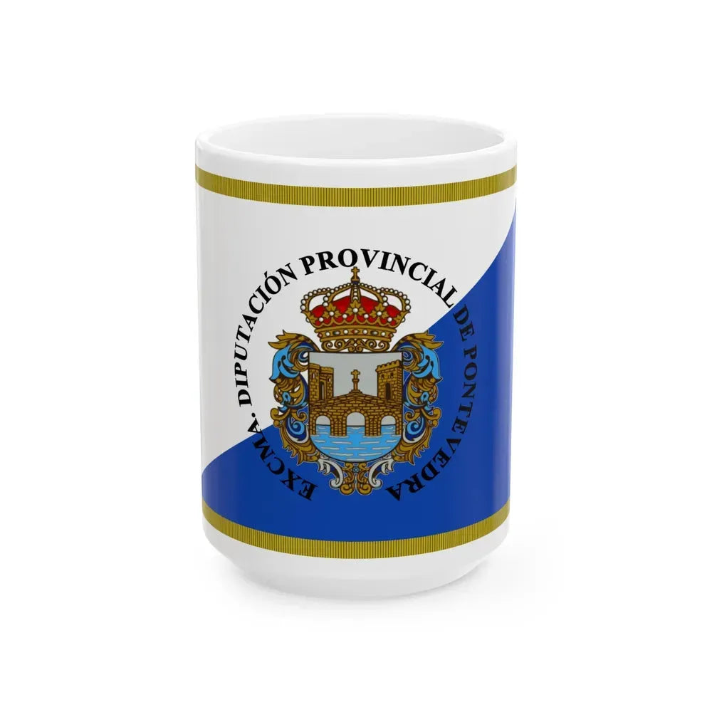 Flag of Pontevedra Spain - White Coffee Mug 15oz - Go Mug Yourself