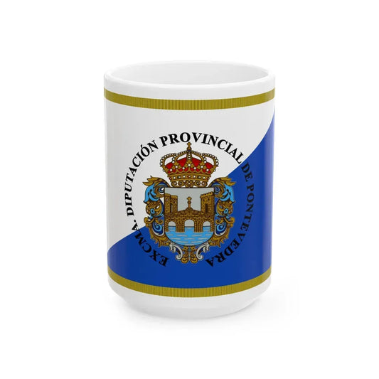 Flag of Pontevedra Spain - White Coffee Mug 15oz - Go Mug Yourself