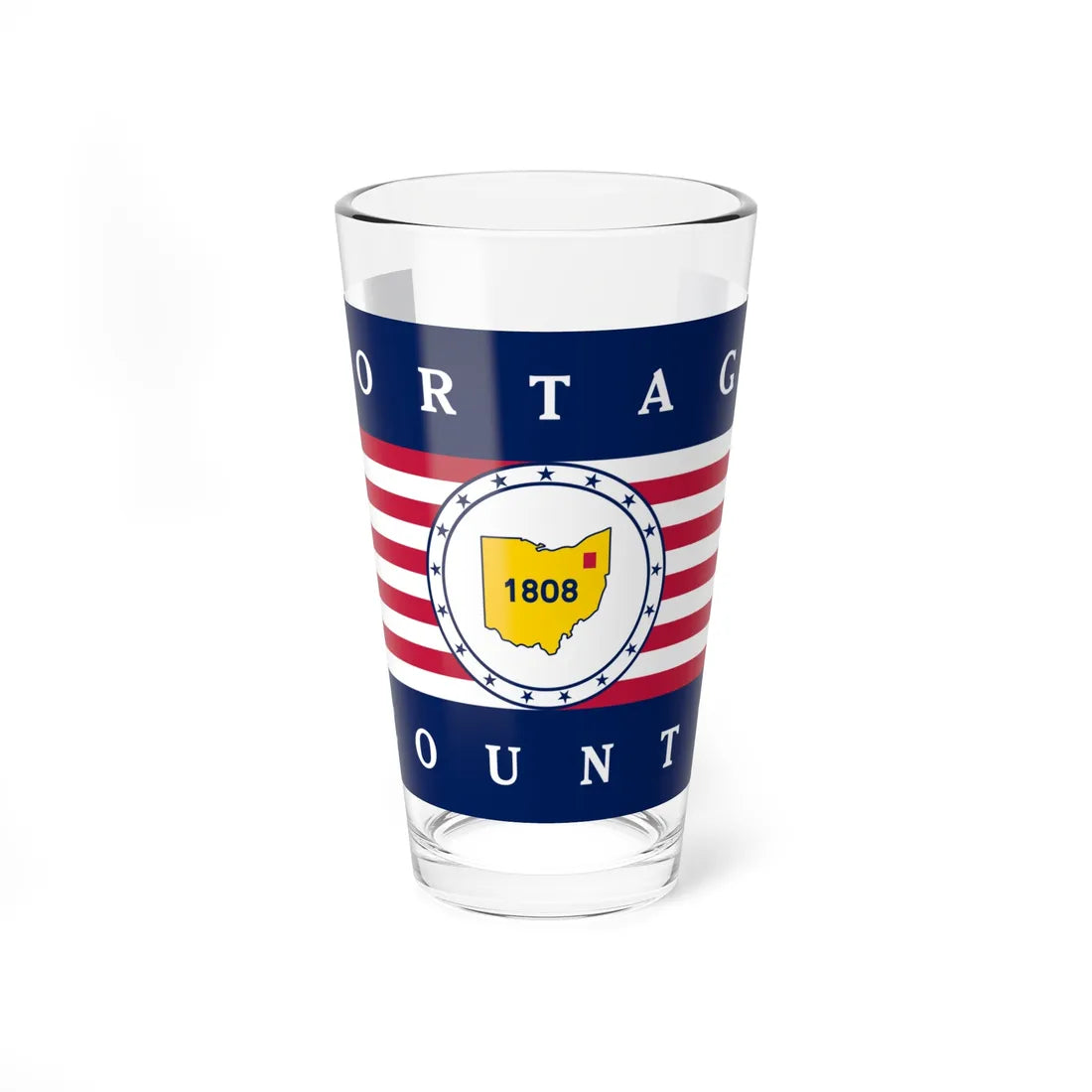 Flag of Portage County Ohio (United States) Pint Glass 16oz 16oz - Go Mug Yourself